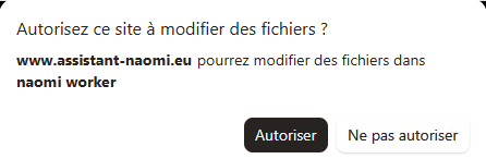 Fenêtre d'autorisation, bouton Autoriser