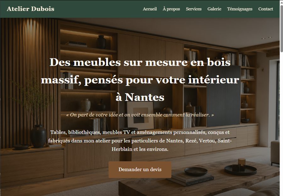 Exemple de site créé avec Naomi — page d'accueil