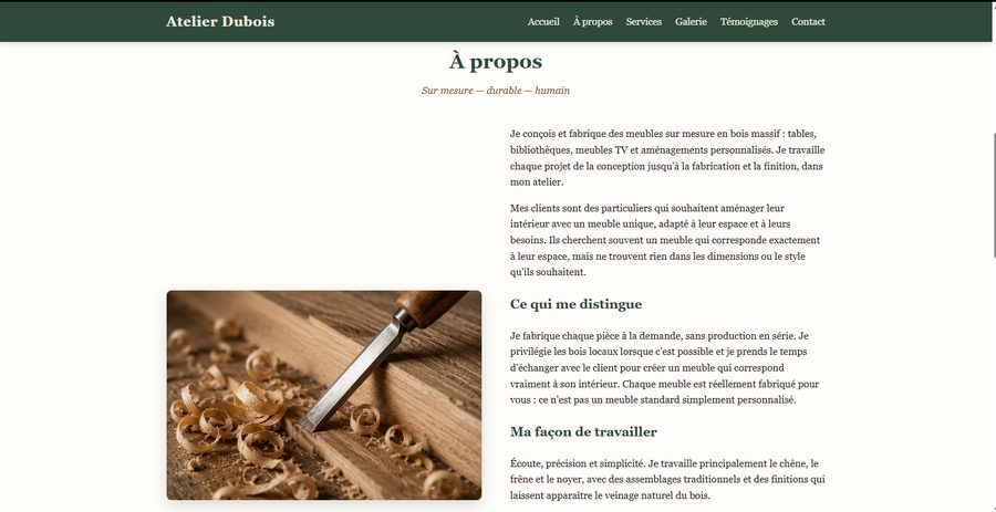 Exemple de site créé avec Naomi — page à propos
