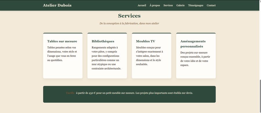 Exemple de site créé avec Naomi — page services
